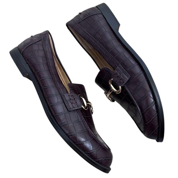 J. CREW Women's Classic Croc‎ embossed Loafers Burgundy Brown -Size 7.5 - Picture 4 of 5